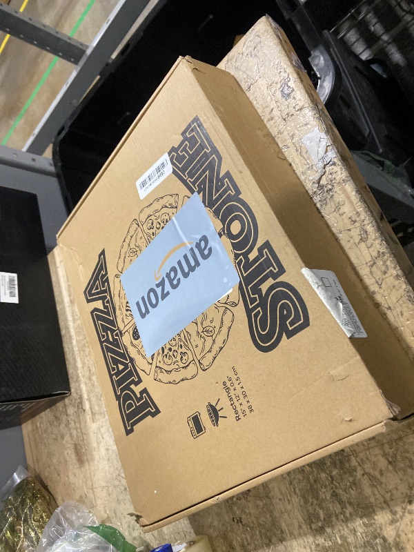 Photo 1 of **PARTS ONLY SEE NOTES*** GOFOWRK Pizza Stone 5 PCS Set, 15 x 12" Large Rectangle Pizza Stone Set for Oven and Grill with Metal Pizza Peels & Cutter Rocker, 0.6'' Thickened Stone Pizza Pan, Baking Stone for Pizza, Bread