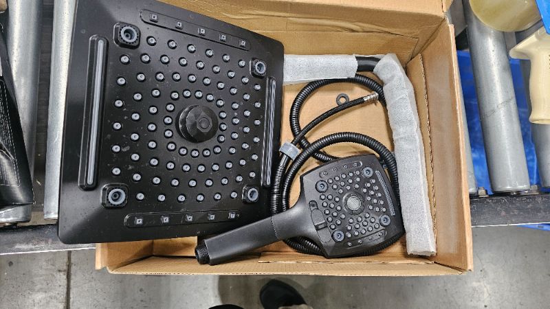 Photo 1 of ***PARTS ONLY**ELLO&ALLO Filtered Rain Shower Head with Handheld Spray, Rainfall Shower Head Combo with 59" Hose, Dual Showerhead Set with Adjustable Shower Extension Arm, Matte Black