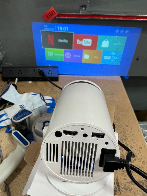 Photo 1 of [2026 Upgraded] Mini Projector Support 4K 1080P FHD Auto Keystone 270° Rotatable with WiFi 6 and Bluetooth 5.2 Projector Portable Compatibile with HDMI/TV Stick/Memory Stick/Laptop,White