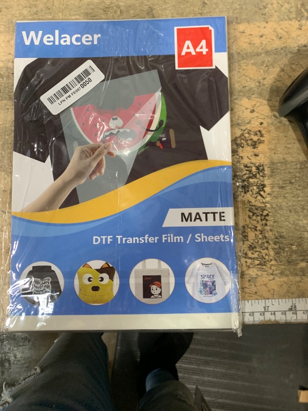 Photo 1 of 100 Sheets DTF Transfer Film Paper A4 Double Sided Thick Clear Pretreat Sheets, PET Heat Transfer Paper for Inkjet Printer DTG Printer Direct Print On T Shirts Textile