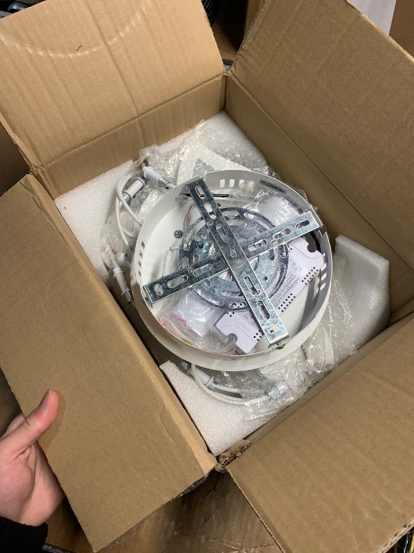 Photo 1 of haodengshi Modern White Ceiling Light Fixture, 22" Flower Dimmable LED Light Fixtures, Low Profile Flush Mount Ceiling Light with Remote Control for Bedroom, Kitchen, Living Room