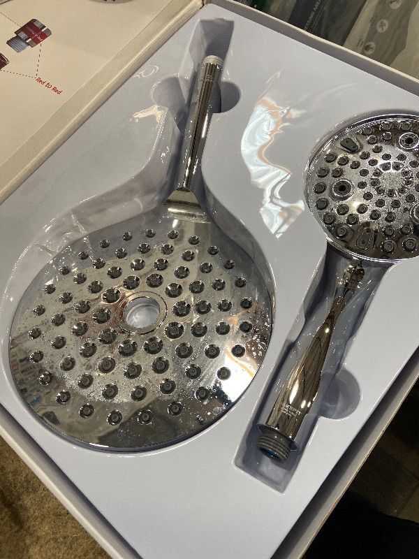 Photo 1 of **MISSING PARTS**MakeFit Dual Handheld Shower Head Combo, 2-in-1 Rain Shower Heads System 8 Inch Rainfall Shower Head and 10 Modes High Pressure Hand Held Showerhead with Built-in Power Wash