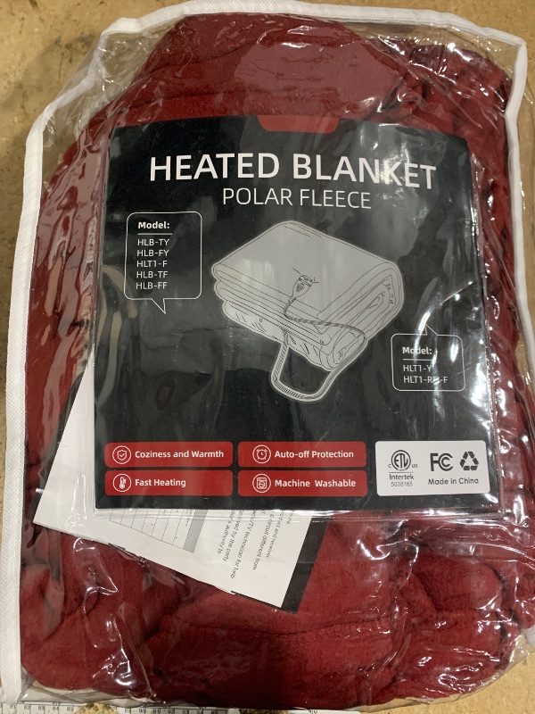 View 2 of ***USED, MINOR DAMAGE, NO REMOTE***McJaw Electric Heated Blanket 72"x 84" Full Size, 4 Heating Levels and 10-Hour Auto Off, Lightweight and Breathable - Burgundy