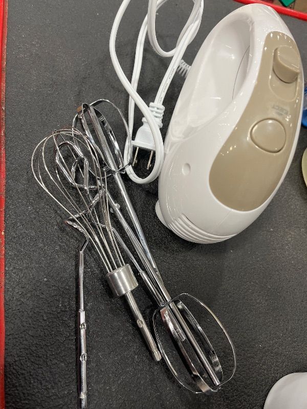 Photo 1 of **FOR PARTS ONLY**
Handmixer - 5 Speed Portable Kitchen Mixer Electric Handheld with 5 Stainless Steel Accessories Whisk, Food Beater, ?Ivory