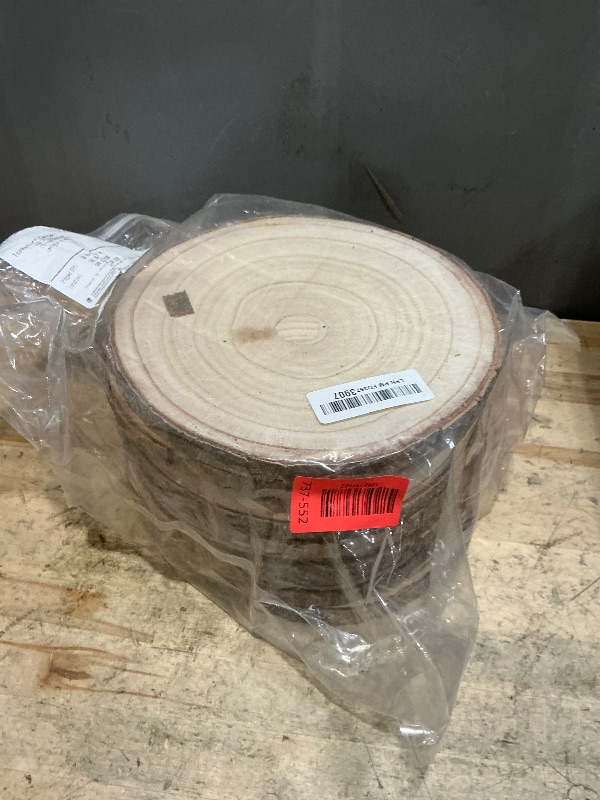 Photo 1 of 10 Pcs Large Wood Slices for Centerpieces - Rustic Wood Centerpieces for Tables, Natural Wood Slabs, Ideal for Weddings, Crafts, and DIY Projects (8-9 inch)