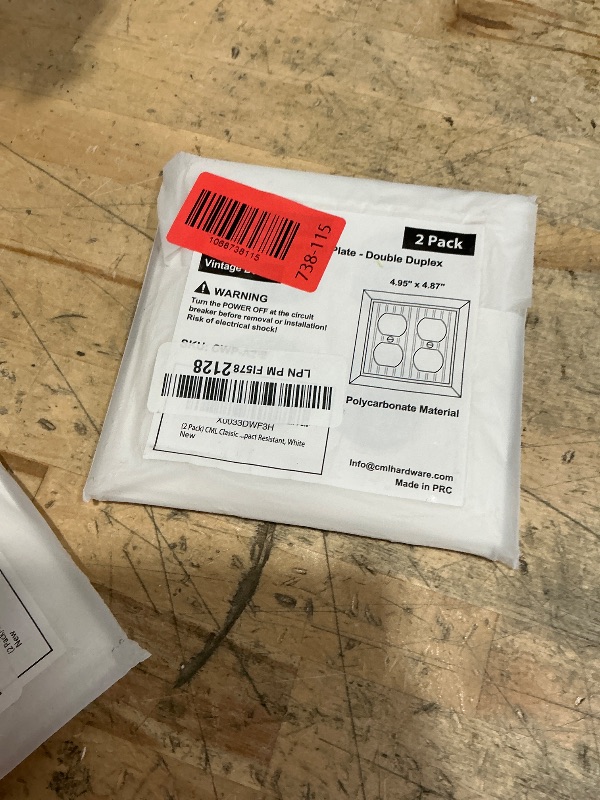 Photo 1 of (2 Pack) CML Classic Double Duplex Wall Plate, 2-Gang Vintage Outlet Covers, Retro Wood Grain Design Beadboard Switch Plates, Impact Resistant, Standard Size 4.95”X 4.87”, White