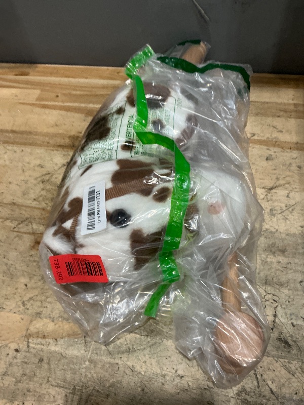 Photo 1 of ***DAMAGED - SEE NOTES/PICTURES*** HollyHOME Stick Horse Plush Handcrafted Hobby Horse on a Stick with Wood Wheels Real Pony Neighing and Galloping Sounds for Kids Toddlers Appaloosa 36 Inches (AA Batteries Required)