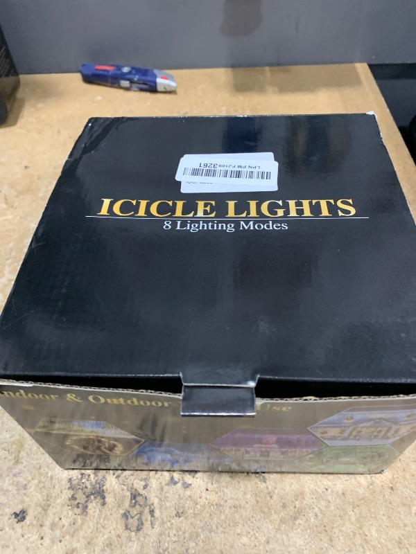 Photo 1 of **PARTS ONLY MISSING PLUG**
132ft Icicle Lights for Outside, 1280 LED White Christmas Lights Outdoor with 240 Twinkle Drops, 8 Modes Plug in Waterproof Timer Memory for Tree Wedding Party House Patio Eave Yard Holiday Decoration