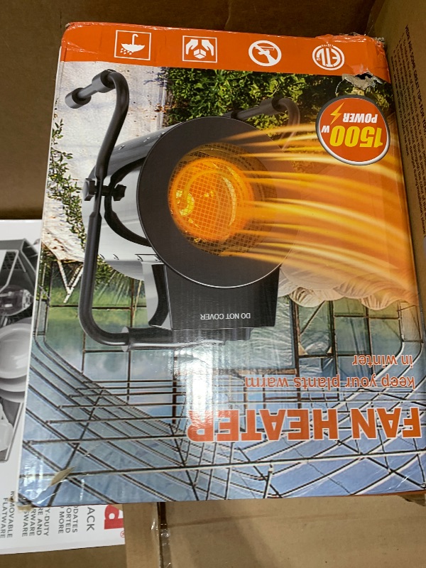 Photo 1 of ***(MAJOR DAMAGE)***Buyplus Greenhouse Heater with Digital Thermostat, 1500W Outdoor Heaters for Patio, Overheat Protection & 3S Fast Heating, Electric Space Heater for Greenhouse, Patio, Garage, Flower Room, Silver
