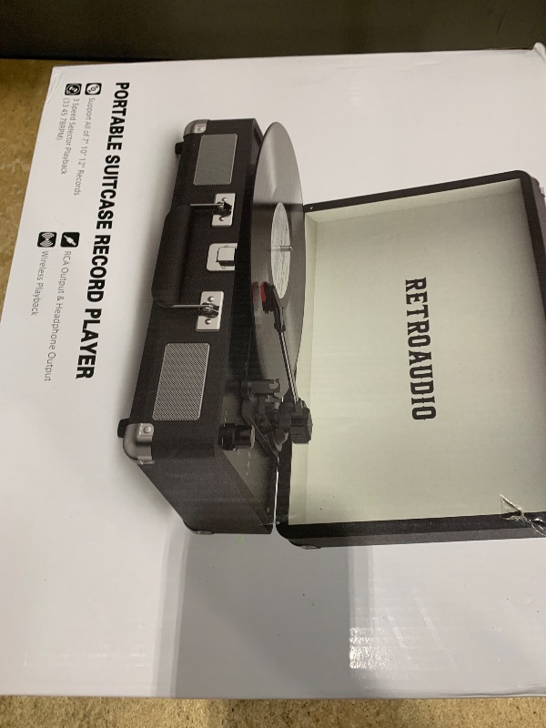 Photo 1 of VICTRESS Suitcase Record Player, Portable Vinyl Record Player Bluetooth with Stereo Speakers, 3-Speed Turntable, USB to Digital Recording, RCA/AUX/Headphone Jack, Retro Gift Vinyl Player, Soft Purple