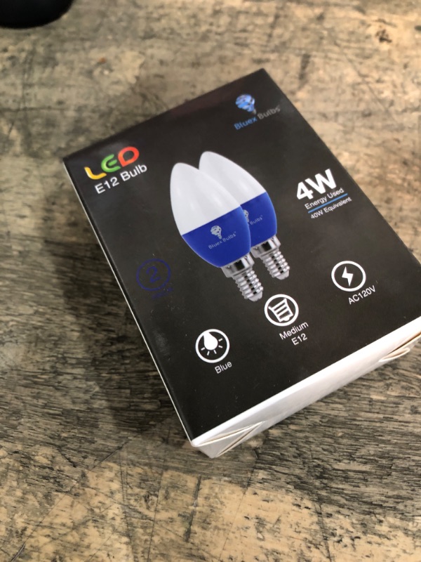 Photo 1 of 2 Pack BlueX LED Blue Light Bulb - 4W (40Watt Equivalent) - E12 Base Blue LED Bulb, Party Decoration, Porch, Home Lighting, Holiday Lighting, Chandelier Light Bulbs, Candelabra Bulbs