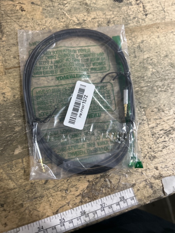 Photo 1 of Amazon Basics 3.5mm Auxiliary Audio Cable for Stereo Speaker or Subwoofer with Gold-Plated Plugs, 8 Foot, Black