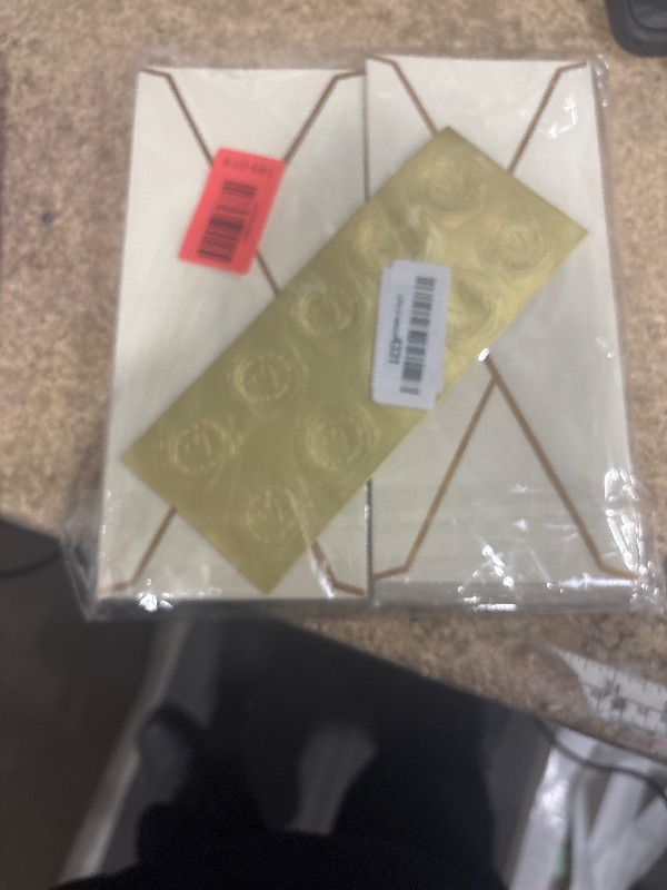 Photo 1 of 100 Pack #10 Business Envelopes with Gold Border, Self Seal Standard Envelopes with Gold Stickers for Office, Checks, Letter Mailing, Invoices, 4 1/8 x 9 1/2 Inches (Cream Color)