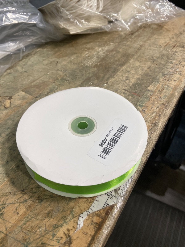 Photo 1 of 1" Wide x 100 Yards Single Face Polyester Satin Ribbon, Satin Ribbon for Crafts, Gift, Hair Bows, Wedding Party Decoration, Bow Making & Other Projects (Apple Green)