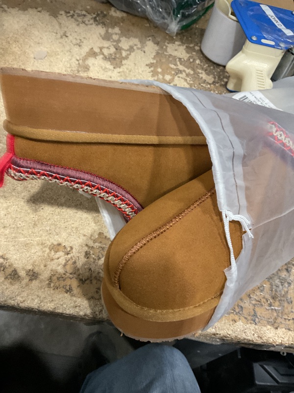 Photo 1 of HOWILIM Genuine Suede Platform Slippers for Women Fuzzy Winter Warm Shoes Indoor Outdoor