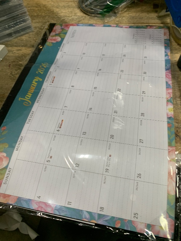 Photo 1 of 2026 Desk Calendar, Large Desktop/Wall Monthly Calendar (Jan. 2026 - Jun. 2027) 17'' x 12'' School Year Desk Planner for Teacher Family School Office Supplies