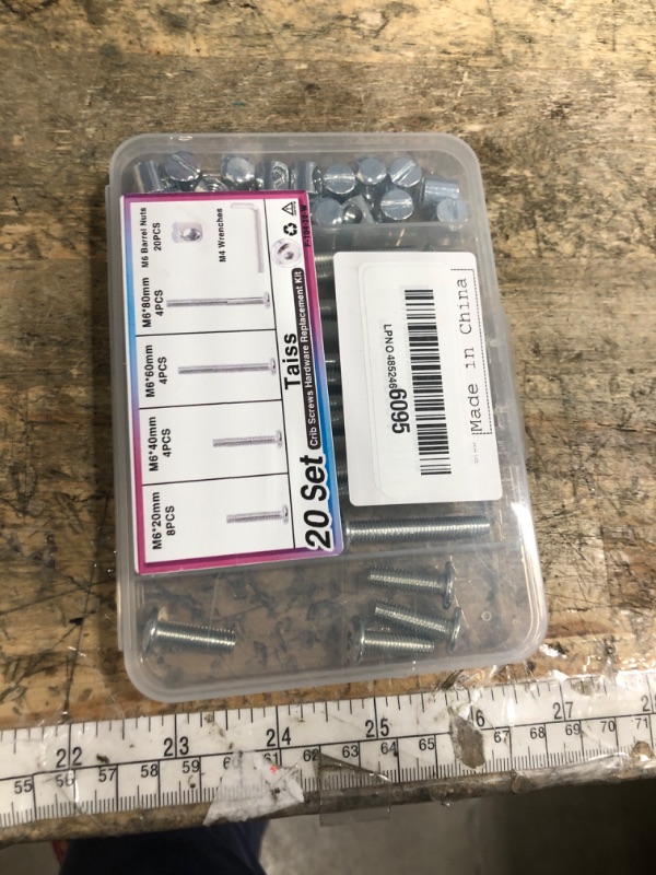 View 2 of ***MISSING PIECES***Taiss 20 Set Crib Screws M6x20mm/40mm/60mm/80mm Baby Bed Crib Screws Hardware Replacement Kit,Bunk Bed Bolts Hex Socket Cap Screws Bolt with Barrel Nuts/Wrenches for Beds Furniture Headboards