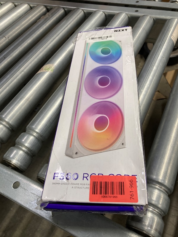 Photo 1 of **Missing 2 screw** NZXT F360 RGB Core - 360mm Single-Frame Fan Unit with 3 x 120mm RGB Fans - Speed & Lighting Control - High Static Pressure & Airflow - Fluid Dynamic Bearings - 8 aRGB LEDs Per Fan - White