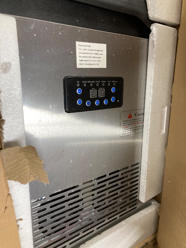 Photo 1 of ?150LBS/24H + 55 Ice Cubes/10-15 Mins? Commercial Ice Maker - 50LBS Storage, Stainless Steel, Self-Cleaning for Home Bar Outdoor