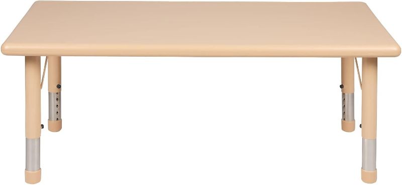 Photo 1 of **Missing legs**Flash Furniture Adjustable Classroom Activity Table , Rectangular Plastic Activity Table for Kids, 24" W x 48" L, Natural
