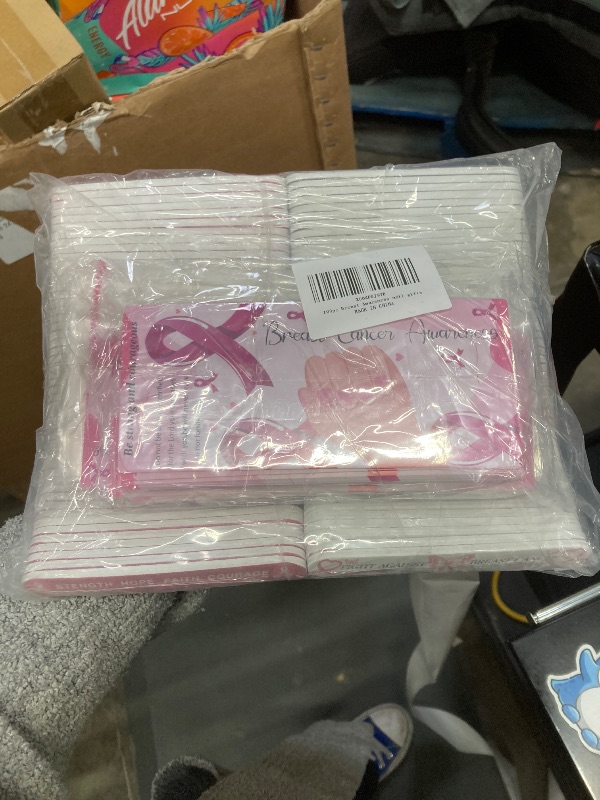 Photo 1 of 100 Sets 4.72" Breast Cancer Awareness Gift Nail File with Pink Ribbon Design Breast Cancer Awareness Nail Files Bulk Manicure Tools for Women Party Gift Accessories (100PC)