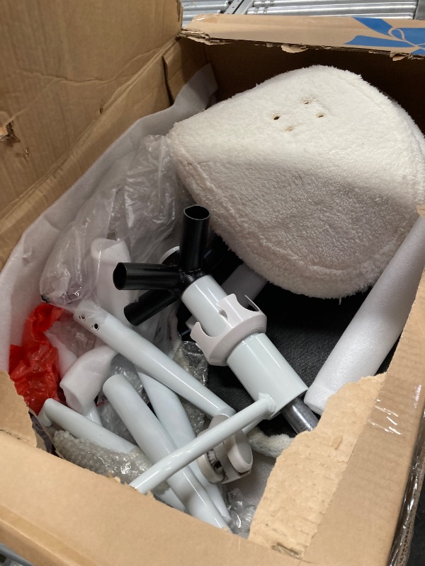 Photo 1 of ***Parts only***
Pinmoco Ergonomic Criss Cross Chair with Wheels, Swivel Armless Sherpa Office Chair, Wide Seat Vanity Chair, Off-White