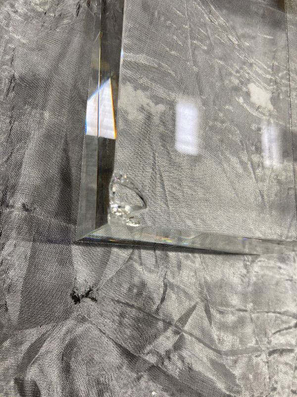 Photo 1 of ***CORNER IS CHIPPED***Amlong Crystal Clear Crystal Display Block (Not Acrylic), 6 inch x 4 inch x 2 inch***CORNER IS CHIPPED***