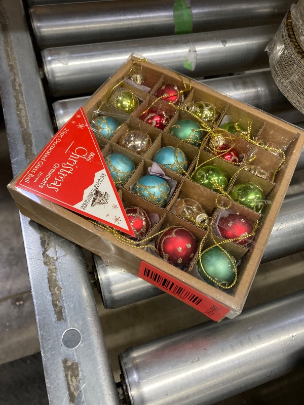 Photo 1 of 1 Inch Mini Vintage Multi Color Glass Ball Christmas Ornaments Set of 25 Balls | Miniature Christmas Tree Ornaments | Rustic Christmas Decorations | Mini Christmas Tree Decorations for Small Trees