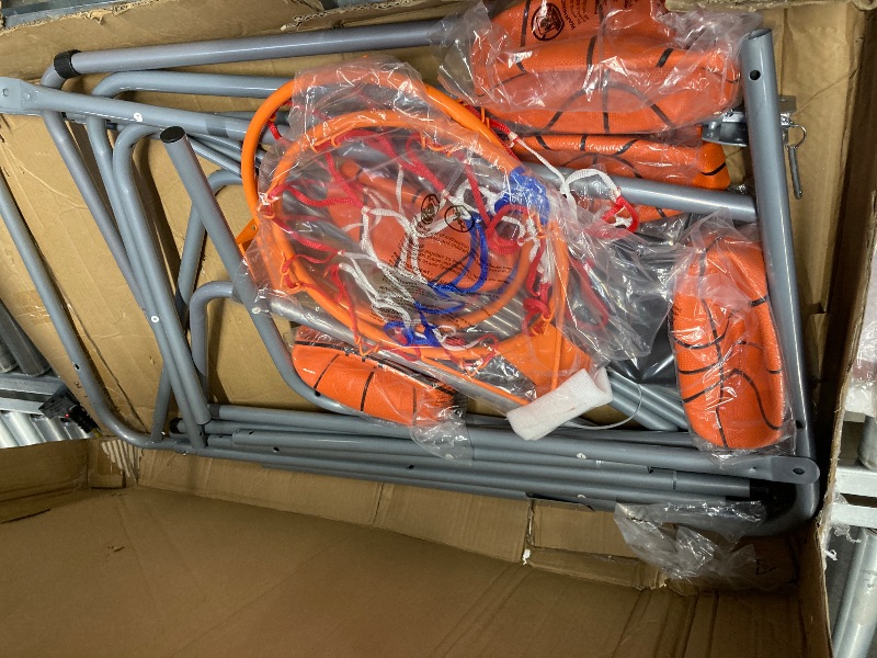 Photo 1 of **PARTS ONLY/CRACKED BACKBOARD***Dual Shot Basketball Arcade Game, Segmart 81"x44" Foldable Indoor Electronic Arcade Basketball Game with 6 Balls, 8 Modes, LED Scoreboard, Air Pump, Battery Powered for Adults, Black