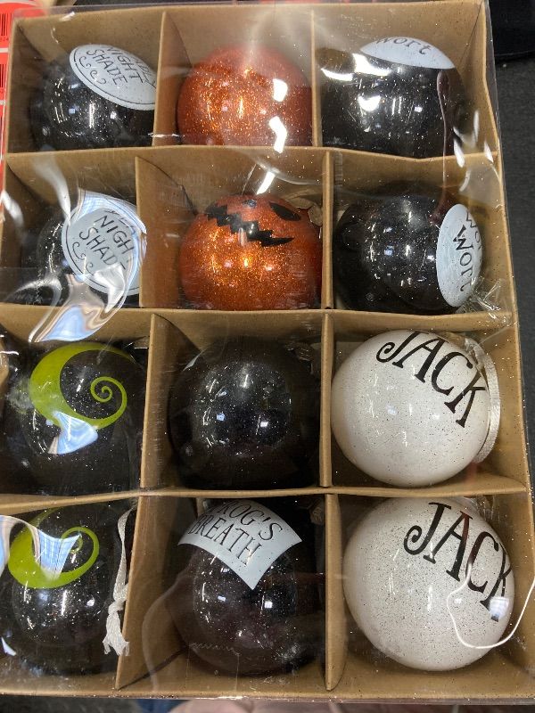 Photo 1 of 12PCS Halloween Christmas Magic Ball Ornaments ?Night Before Baubles with Strings Hanging for Holiday Party Tree Decoration Outdoor Intdoor Decor (Christmas)