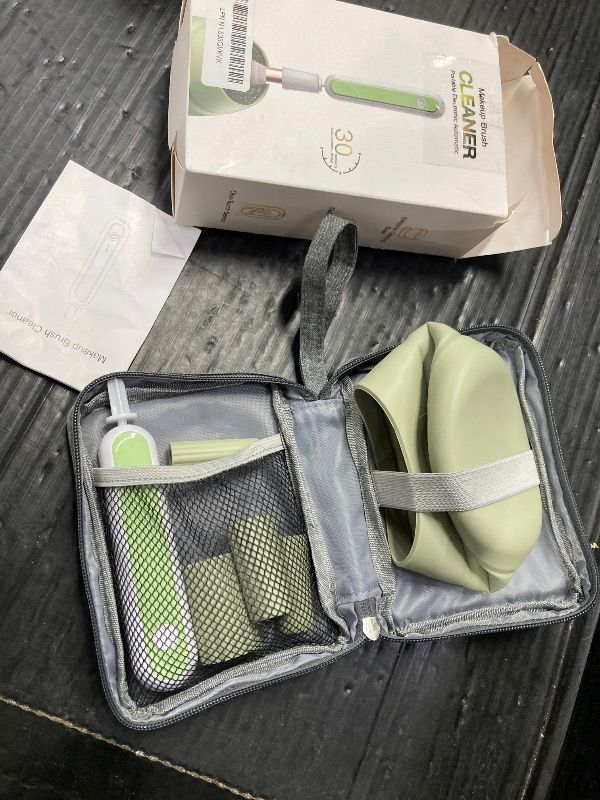 Photo 1 of ***MISSING A PIECE OR 2****Electric Makeup Brush Cleaner Machine -15000RPM Fast Deep Cleaning and Dry Make Up Brushes Efficient Cleaning with Storage Cas, Portable Spinning Washer, Gift for Women-Green***MISSING A PIECE OR 2****