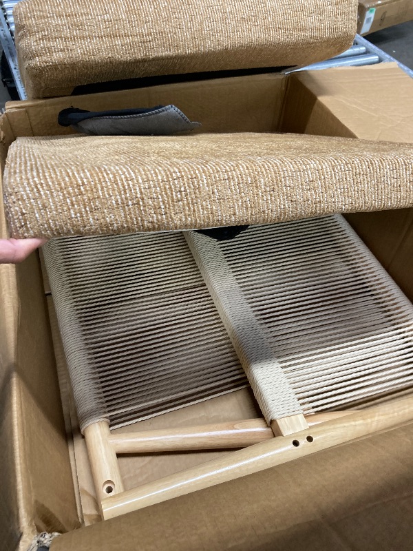 Photo 1 of ***MISSING PARTS***Ktaxon Accent Chair, Solid Wood and Jute Rope Armrests Armchair, Single sofa with Lumbar Pillow for Living Room Bedroom Office Khaki