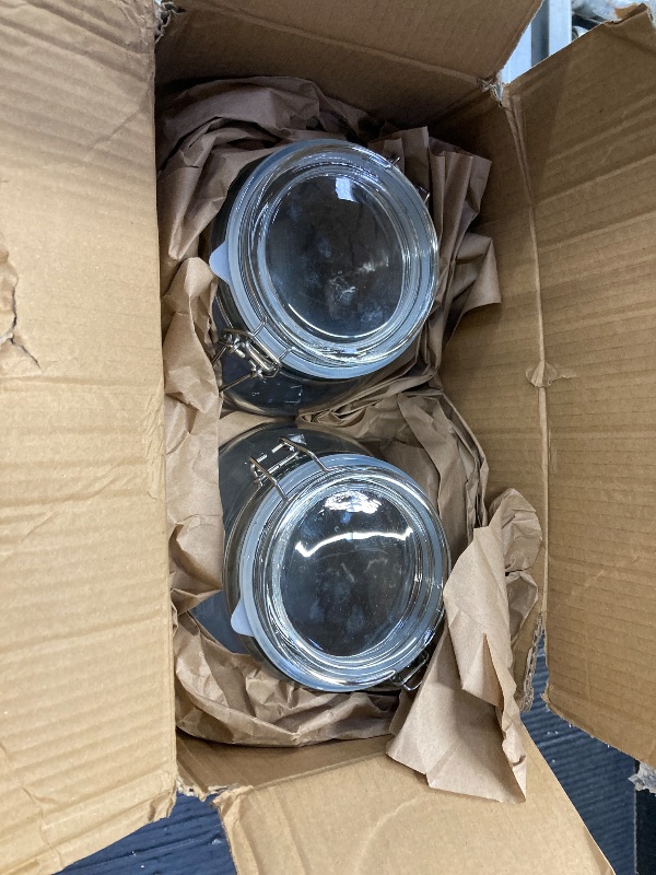 Photo 1 of 1 GALLON Glass Jars with Airtight Lids, 2 Pack - 1 Gallon Wide Mouth Storage Mason Jars with Hinged with 1 Replacement Silicone Gaskets for Fermenting, Canning,