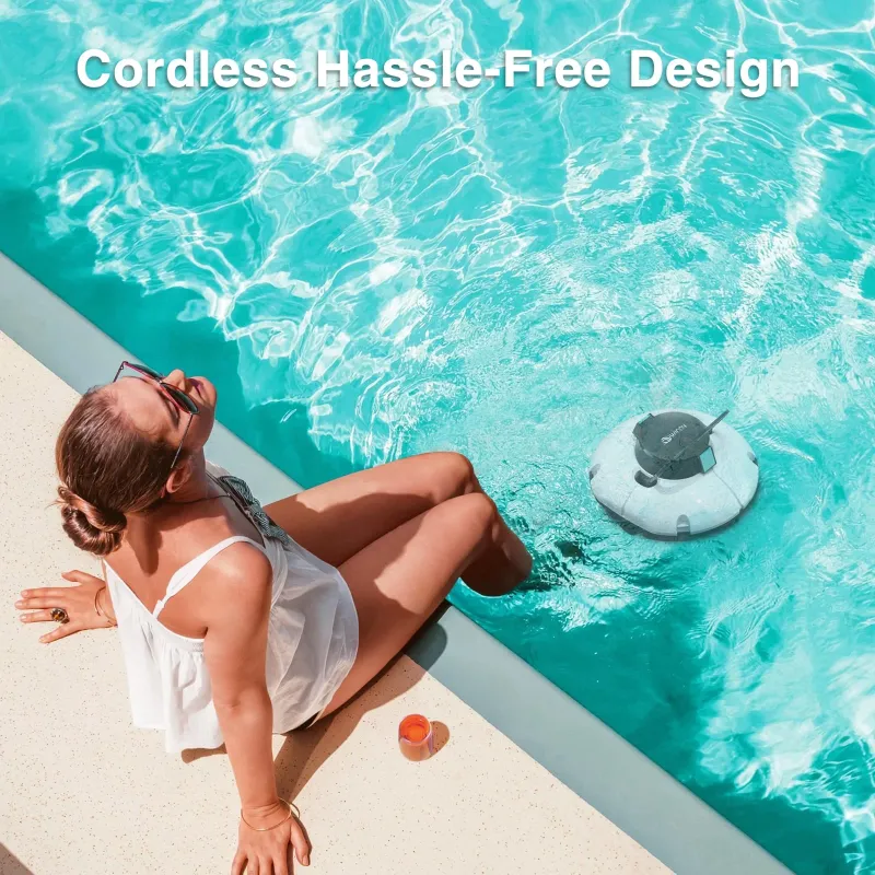 Photo 1 of (2025 Upgrade) Cordless Robotic Pool Cleaner, Winny Pool Cleaner Automatic Pool Vacuum with Dual Filters, 80 Mins Runtime, Ideal for Flat Above Pools up to 645 Sq.ft (White and Green)
