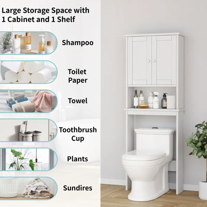 View 1 of ***Parts only***

Walsunny Over The Toilet Storage Cabinet Bathroom Shelves Organizer Space Saver Freestanding Restroom Shelf with Doors Anti-Tip Device Adjustable Shelf White

