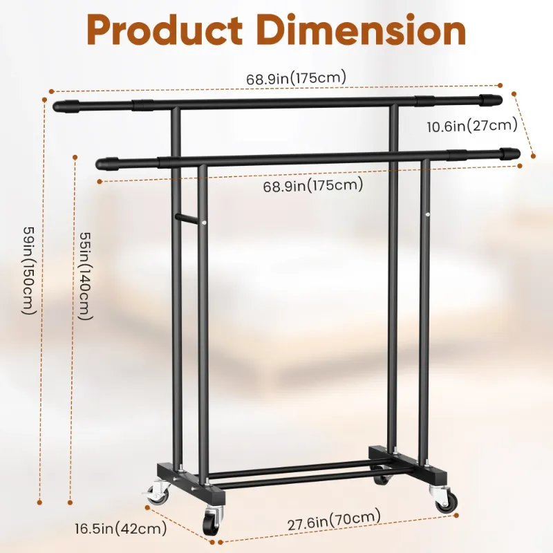 Photo 1 of ***Parts only***

Flngr Heavy Duty Clothes Rack, Standing Rolling Clothing Rack for Hanging Clothes with Sturdy Wheels & Shelves, Portable Closet Wardrobe Rack
