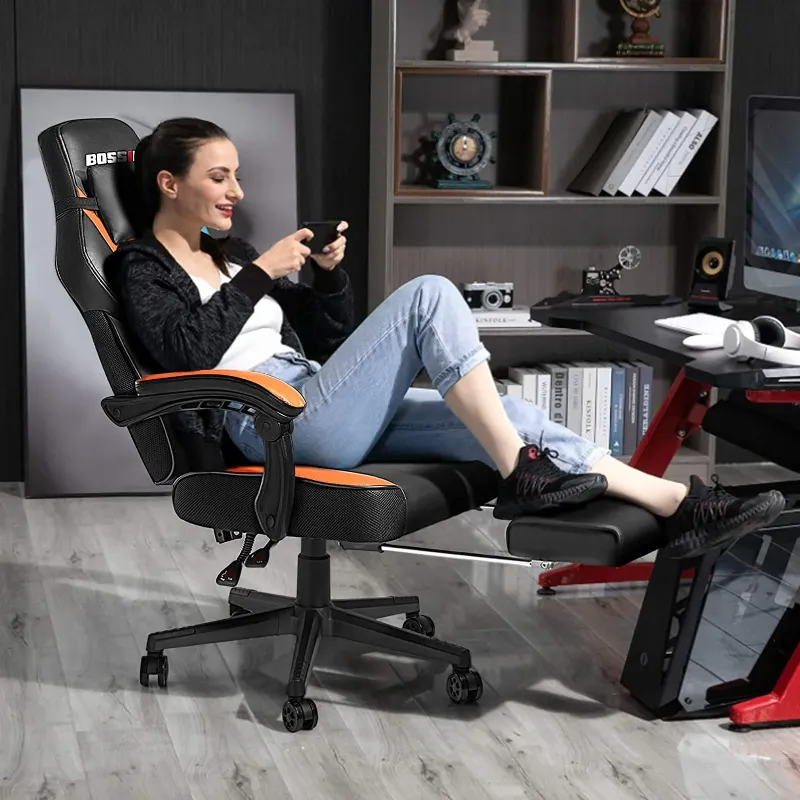 Photo 1 of ***Factory seal***
Bossin Gaming Chairs with Footrest, Massage Leather Game Chair for Adults, Big and Tall Gamer Chair with Headrest and Lumbar Support
