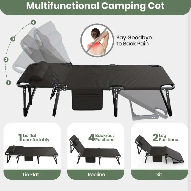 View 1 of ***No mattress****
GVDV Portable Folding Camping Cot, 29" Wide Multi-Position Folding Chaise Lounge Chair, Oversized Folding Bed Sleep Cot for Outdoor, Home, Office