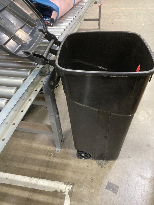 Photo 1 of **NO BOX***United Solutions 32 Gallon Wheeled Outdoor Garbage Can with Attached Snap Lock Lid and Heavy-Duty Handles, Black, Heavy-Duty Construction, Perfect Backyard, Deck, or Garage Trash Can,