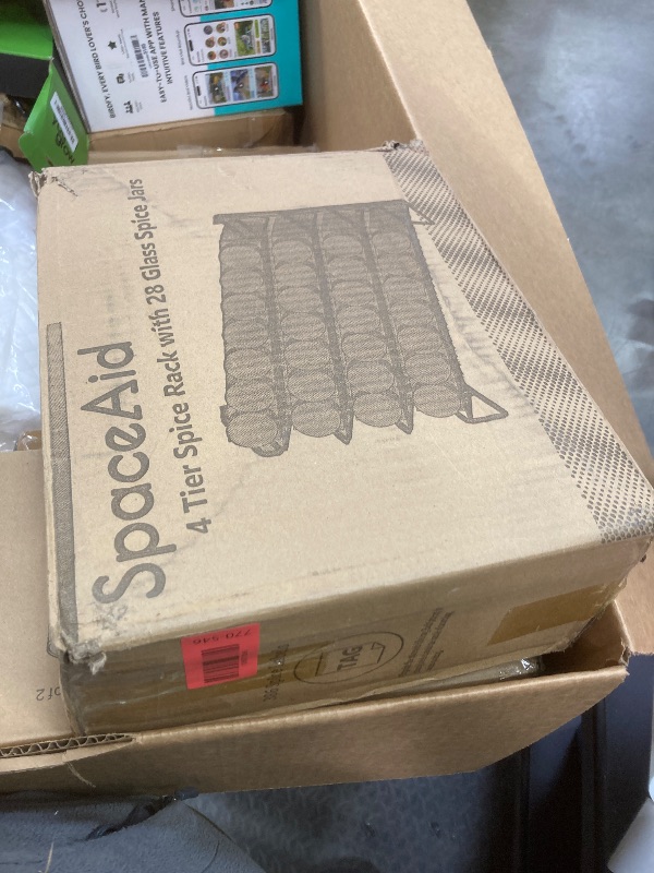 Photo 1 of ***MISSING 25 JARS ONLY*** SpaceAid Spice Rack Organizer with 25 Spice Jars, 386 Spice Labels, Chalk Marker and Funnel Set for Cabinet, Countertop, Pantry, Cupboard or Door & Wall Mount - 28 Jars, 13.4" W × 10.8" H, Black