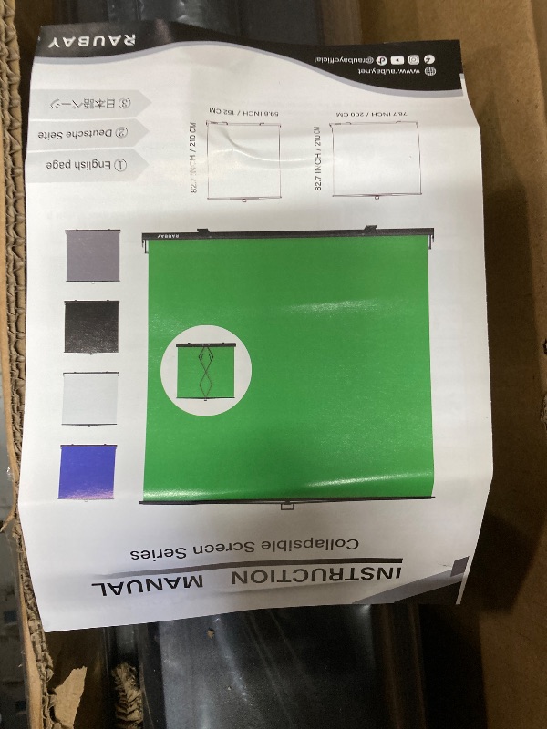 Photo 1 of ?Wider Style? RAUBAY 78.7 x 82.7in Large Collapsible Green Screen Backdrop Portable Retractable Chroma Key Panel Photo Background with Stand for Video Conference, Photographic Studio, Streaming
