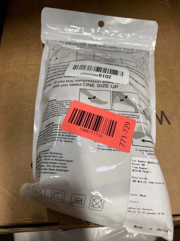 Photo 1 of +MD 2 Pairs Compression Socks for Women & Men Medical Grade 20-30 mmHg, Open-Toe knee High Stocking, Support for edema, Varicose Veins, Nude, Large