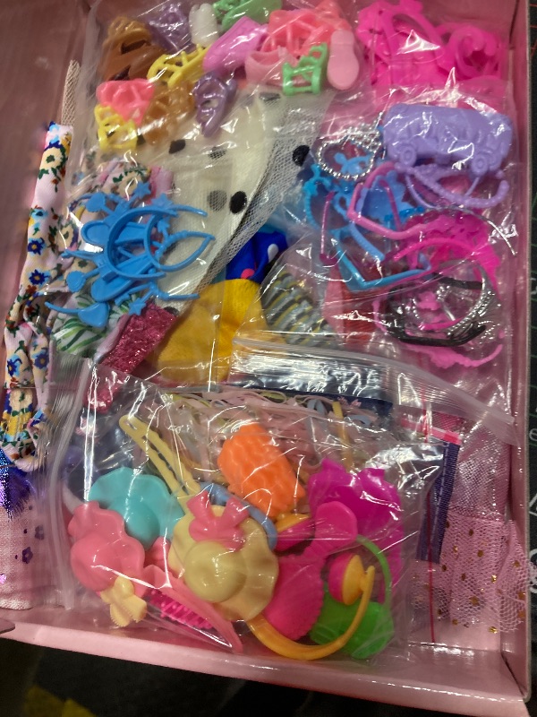 Photo 1 of ?195 Pcs Doll Clothes and Accessories Kit, Include Princess Gowns, Fashion Skirt, Slip Dresses, Tops, Pants, Bikini Swimsuits, Shoes, Crowns, Necklaces, Glasses, Hangers in Gift Box for 11"-12" Dolls