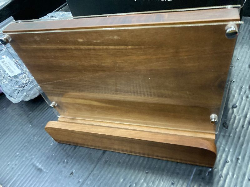 Photo 1 of ***KNIVES NOT INCLUDED***CRACK IN PLASTIC PART***ENOKING Magnetic Knife Block with Acrylic Shield 12 x 9 Inches, Double Side Kitchen Knife Holder without Knives- Acacia Wood Universal Knife Storage Organizer with Powerful Magnet for Kitchen Counter***KNIV