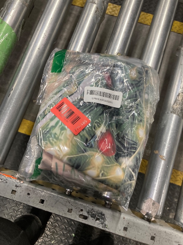 Photo 1 of 10x8ft Christmas Rustic Barn Wood Door Backdrop for Photography Winter Xmas Tree Snow Gift Wall Floor Background Banner Decor for Family Studio Holiday Photo Booth Props Pictures Party Decorations