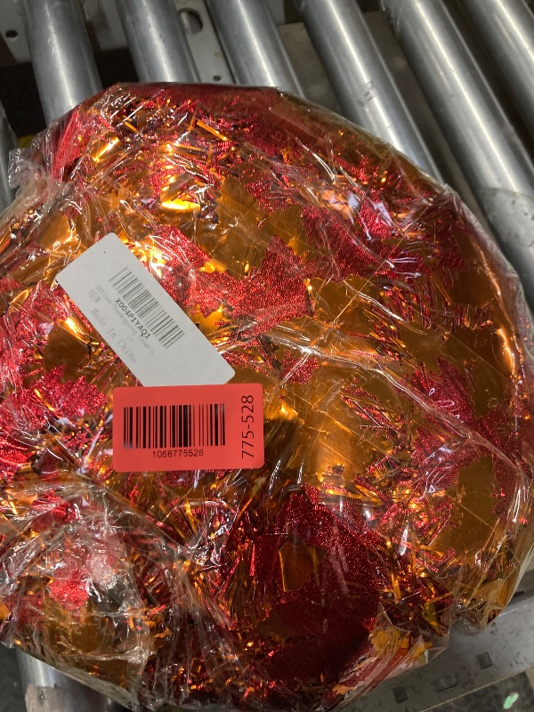 Photo 1 of 100 Feet Fall Maple Leaves Garland Orange Tinsel Leaf Thanksgiving Decoration for Tree Autumn Harvest Mantle Decor Party Garland Supply (100 FT)