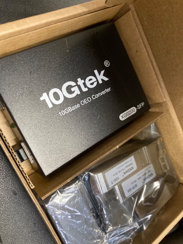 View 2 of 10GbE SFP+ Media Converter, Fiber to 10G Copper UTP Ethernet Media Converter, with a 10GBase-T Reach 30 Meters Transceiver and a SFP+ SR Module (300m, MMF, 850nm)