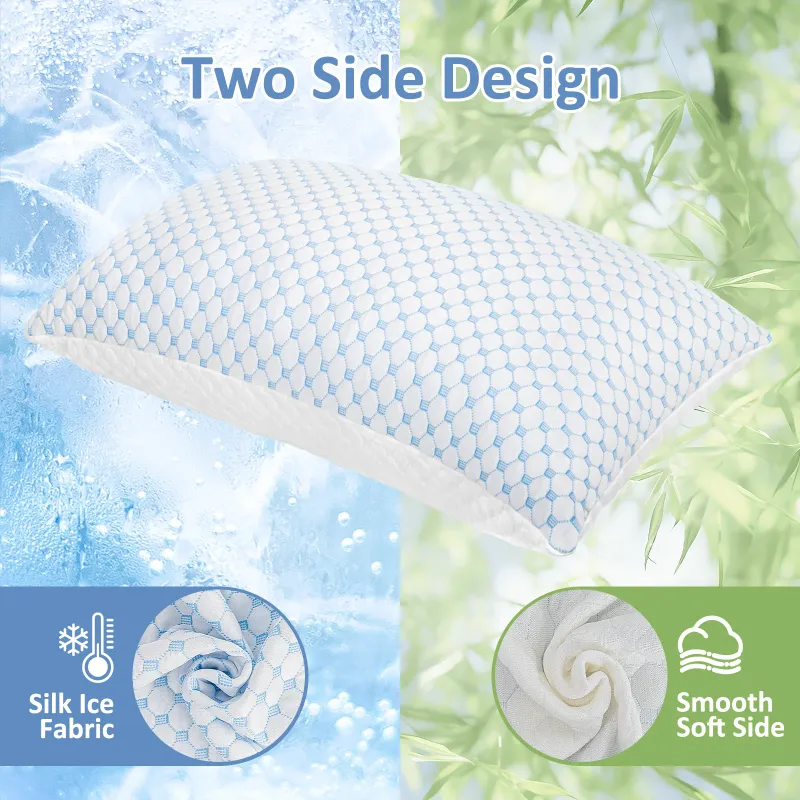 Photo 1 of ***USEDD***Shredded Memory Foam Pillows for Sleeping 2 Pack, King Size Cooling Bed Pillows for Side Back and Stomach Sleepers, Bed Pillows with Washable Removable Cover