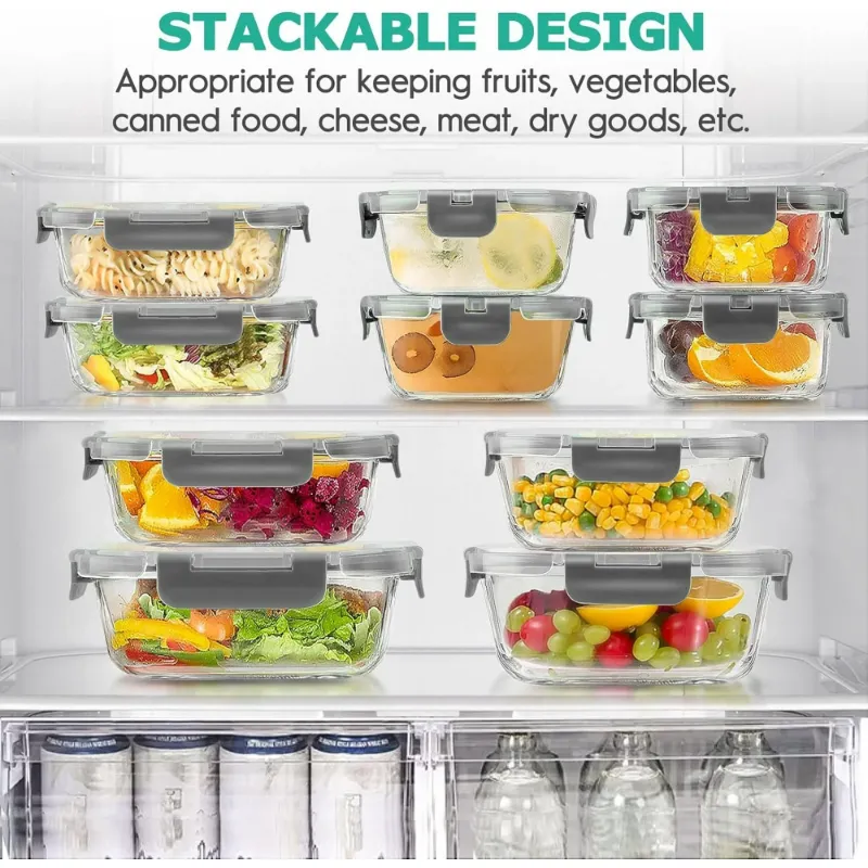 Photo 1 of 
34pcs Glass Food Storage Containers with Lids Set, Airtight Meal Prep Containers (17 Containers & 17 Lids), Grey
