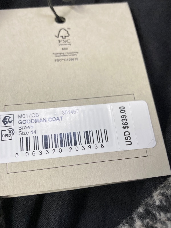 Photo 1 of ***PEOPLE SAY FIT IS NOT RIGHT*PLZ READ ENTIRE DESCRIPTION FOR MORE INFO***AllSaints Men's Goodman Coat, Multi Grey/Brown Size 44***ACROSS THE BACK FROM SLEEVE SEAM TO SLEEVE SEAM IS 19" *SLEEVE LENGTH   MEASURES 26" ***